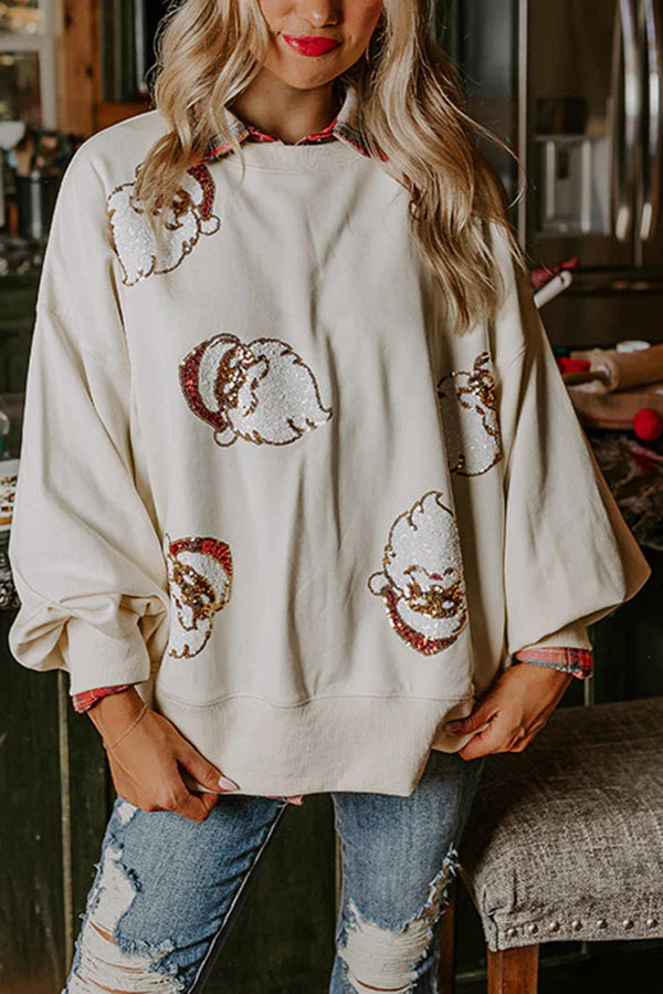 R&B | Weihnachtsmann Pailletten Lässiges Lockeres Sweatshirt