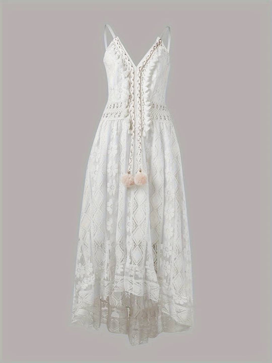 R&B – boho-maxi-sommerkleid mit spaghettiträgern und v-ausschnitt