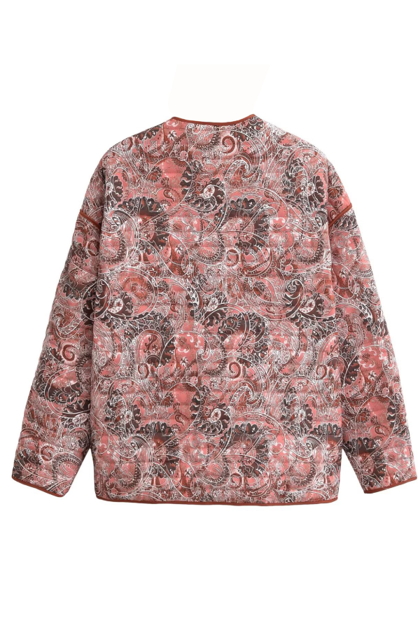 R&B | Print Lockere V-Ausschnitt Cardigan Baumwolljacke