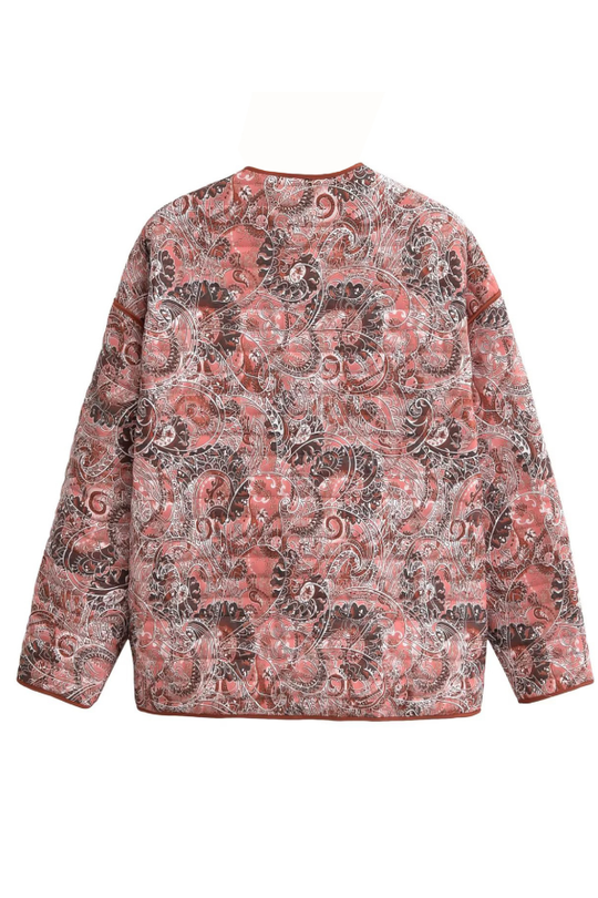 R&B | Print Lockere V-Ausschnitt Cardigan Baumwolljacke