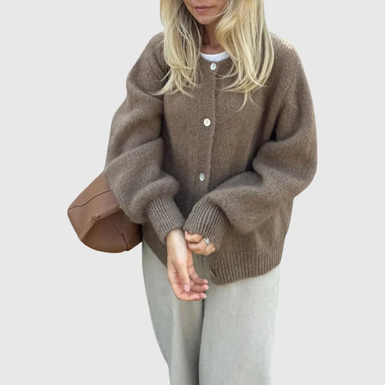 R&B | Damen Cardigan mit Rundhalsausschnitt und Knopfverschluss