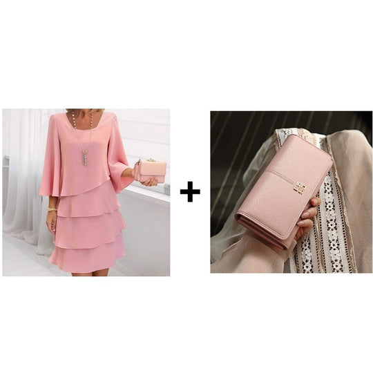 Damen Elegantes Rüschenstufenkleid
