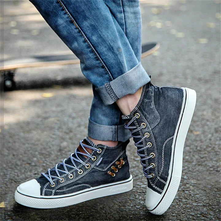 Freizeitschuhe aus Denim mit Schnürung R&B