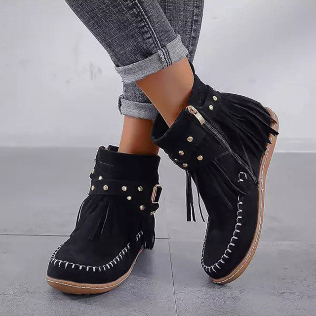 R&B | Fransen Flach Nieten Gurtelschnalle Stiefel