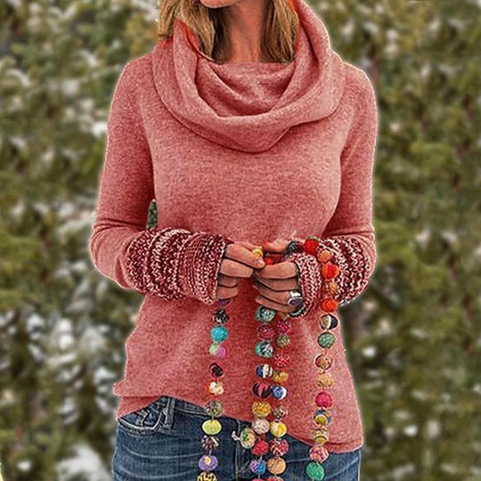 R&B | Wolle Cowl Neck Pullover Sweatshirt Lässiger Schnitt Pullover