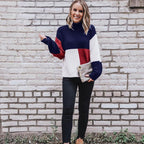 R&B | Strickpullover Oversized Fit Blockmuster Weich und Warm