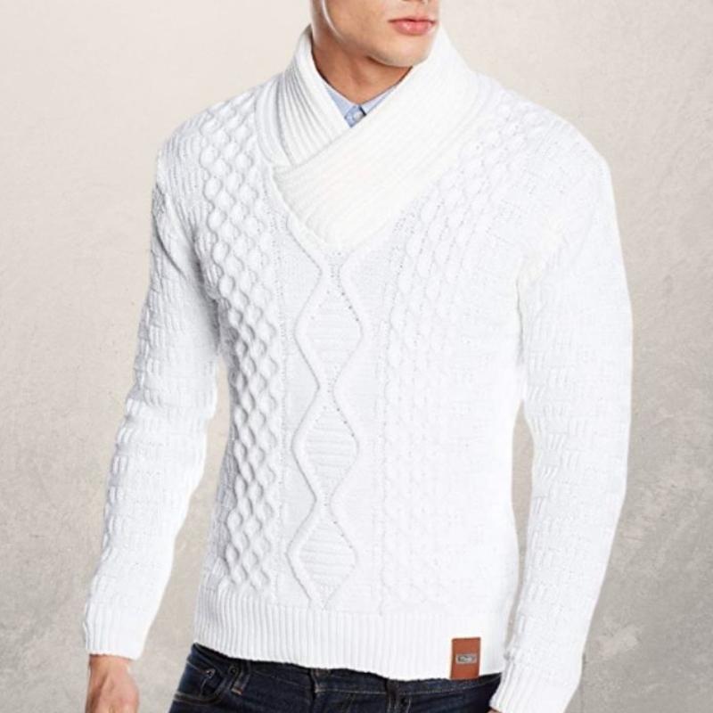 R&B | Wollschal Kragen Pullover Kabelstrick Winterpullover