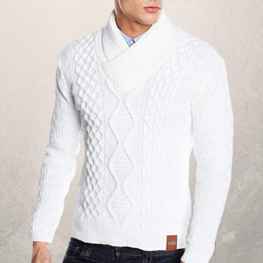 R&B | Wollschal Kragen Pullover Kabelstrick Winterpullover
