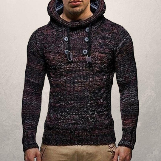 R&B | Wool Kabelstrick Kapuzenpullover Slim Passform Pullover