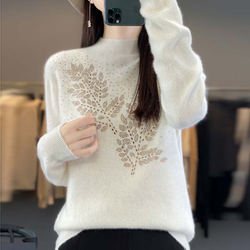 R&B | Strickpullover Mit Zartem Blättermuster
