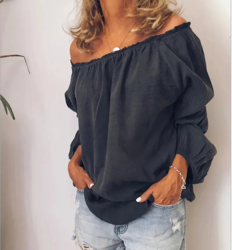 R&B | Off Shoulder Bluse mit Eleganten Ballonärmeln