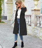 R&B | Lange Wollmantel mit Taschen Wollmischung Elegant und Zeitlos