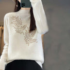 R&B | Strickpullover Mit Zartem Blättermuster