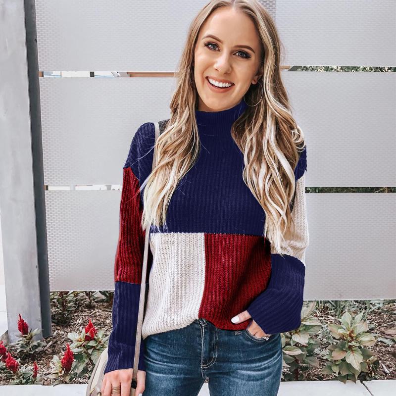 R&B | Strickpullover Oversized Fit Blockmuster Weich und Warm
