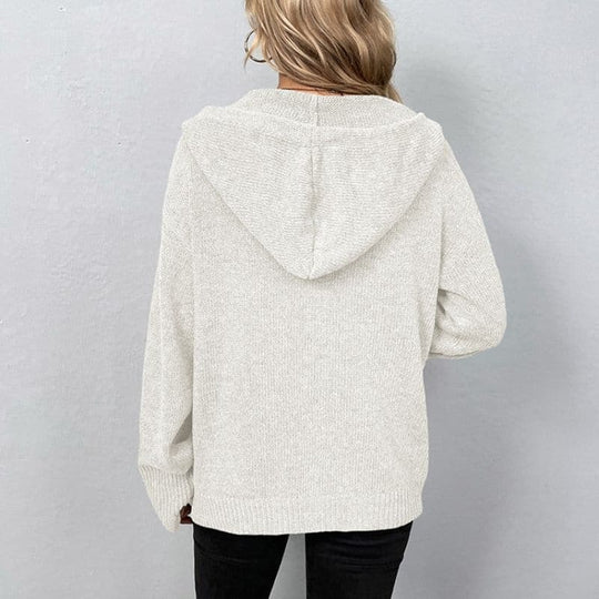 R&B | Strickcardigan -Weich und Warm mit Kapuze und Knopfverschluss Lockere Passform