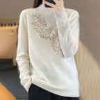 R&B | Strickpullover Mit Zartem Blättermuster