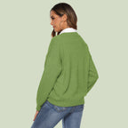 R&B | Strickpullover V-Ausschnitt Lockere Passform Lange Ärmel Weich und Bequem
