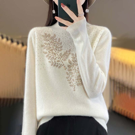 R&B | Strickpullover Mit Zartem Blättermuster