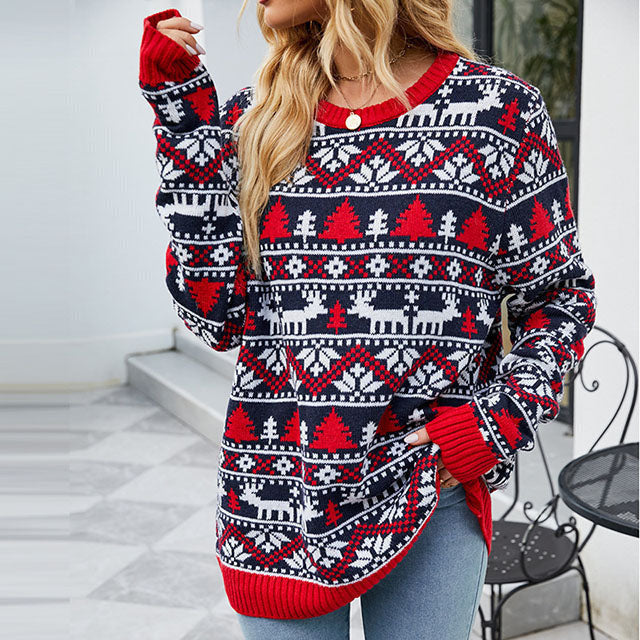 R&B | Weihnachtlich Inspirierter Strickpullover mit Muster Acryl Warm, Festlich