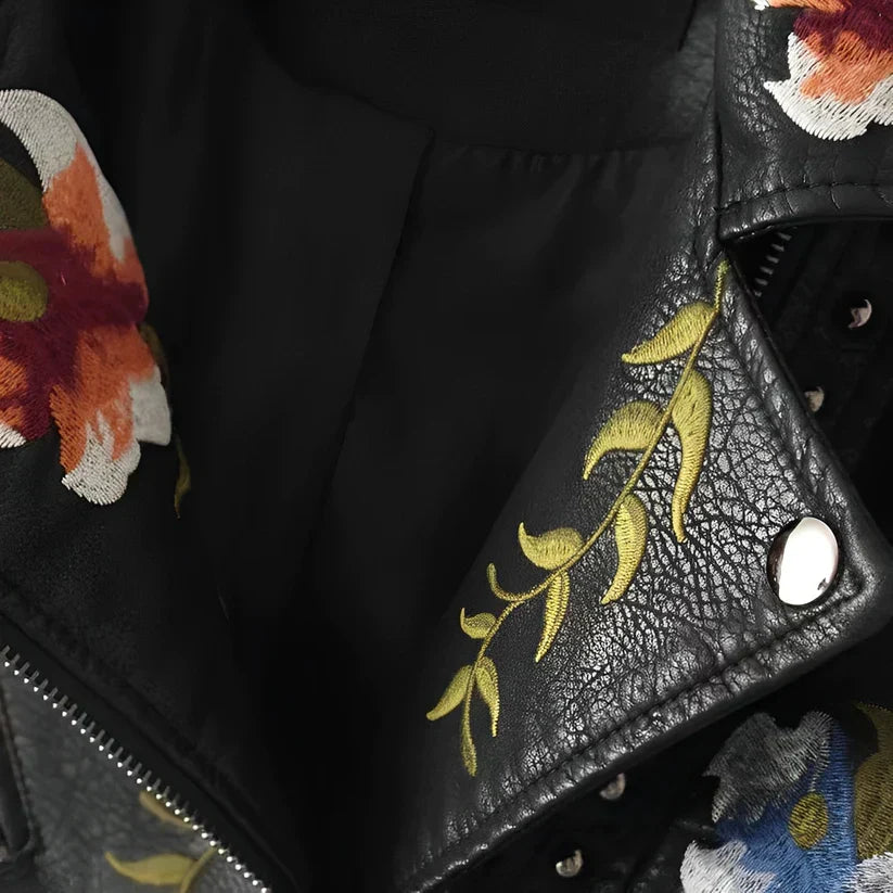 R&B | Lederjacke mit Stickerei