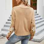 R&B | Strickjacke mit Zartem Blumenmuster Design