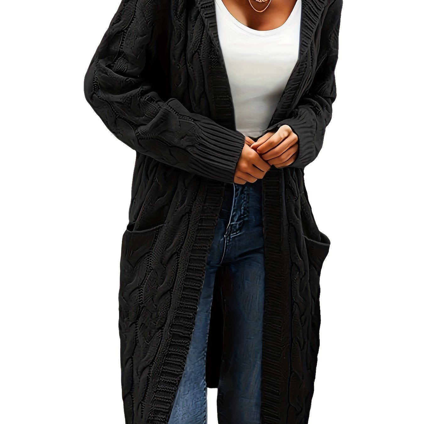 R&B | Langstrickjacke mit Kapuze