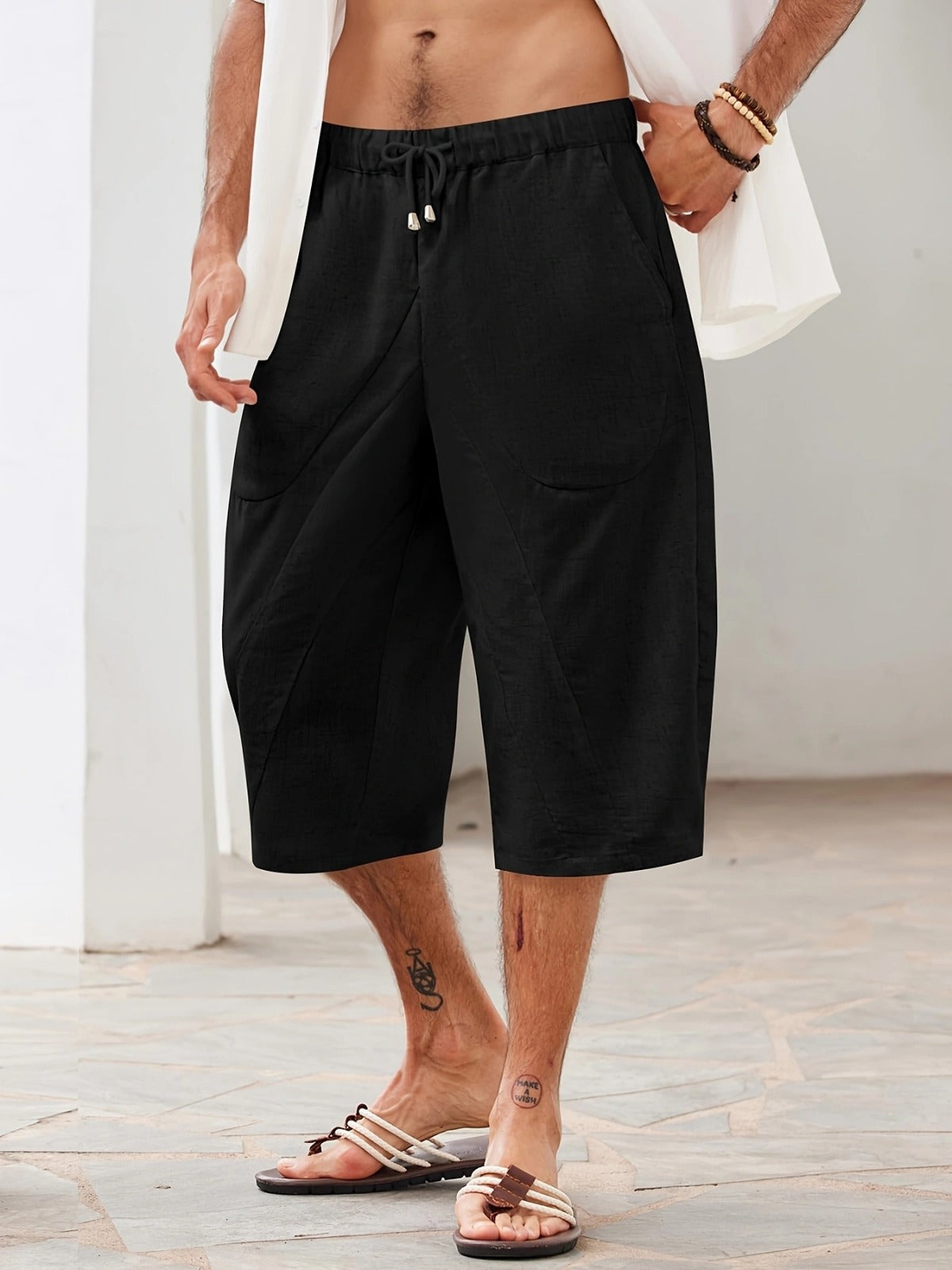 R&B | Shorts mit Taschen aus Baumwolle und Leinen