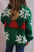 R&B | Weihnachtsmuster Gestrickter Rundhalsausschnitt Langarmpullover