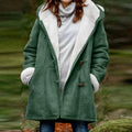 R&B | Mantel mit Kapuze - Wildleder-Look - Fleece-Futter - Lockere Passform - Mittellang