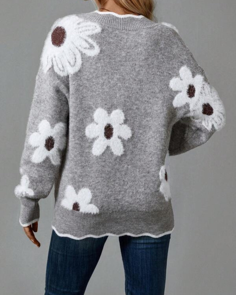 R&B | Strickpullover mit Blumen