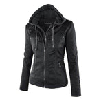 R&B | Damen Slim Fit PU-Leder Zip-Up Hoodie
