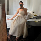 R&B | Neckholder-Kleid aus Baumwolle mit Hosenträgern