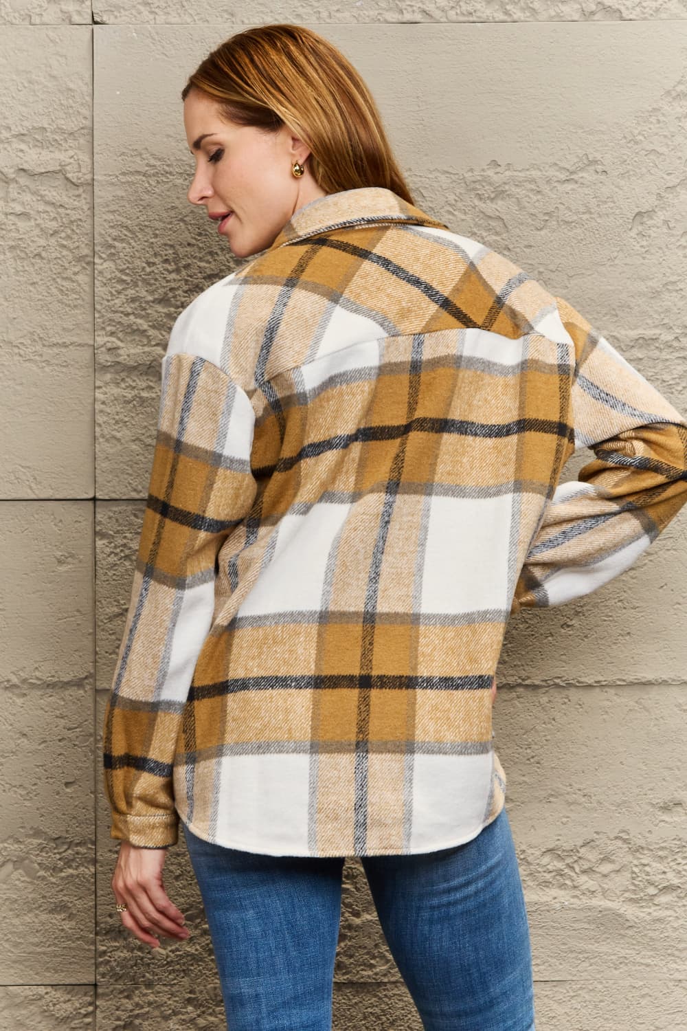 R&B | Karo Gefallen Schulter Shirtjacke