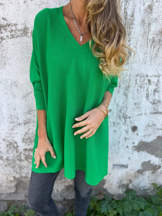 R&B | Pullover - Damen Herbst Oversized Gestrickter V-Ausschnitt Pullover