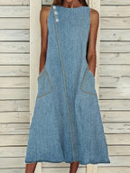 R&B | Jeanskleid Plus Size, Locker, Sommer Midi Kleid mit Baumwoll-Mischung