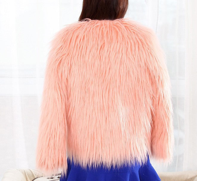 Damen Kunstfell Überwurfjacke mit voluminösem Design und eleganten Ärmeln R&B