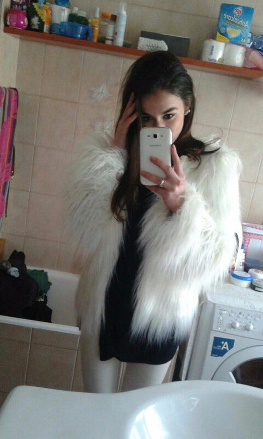 Damen Kunstfell Überwurfjacke mit voluminösem Design und eleganten Ärmeln R&B