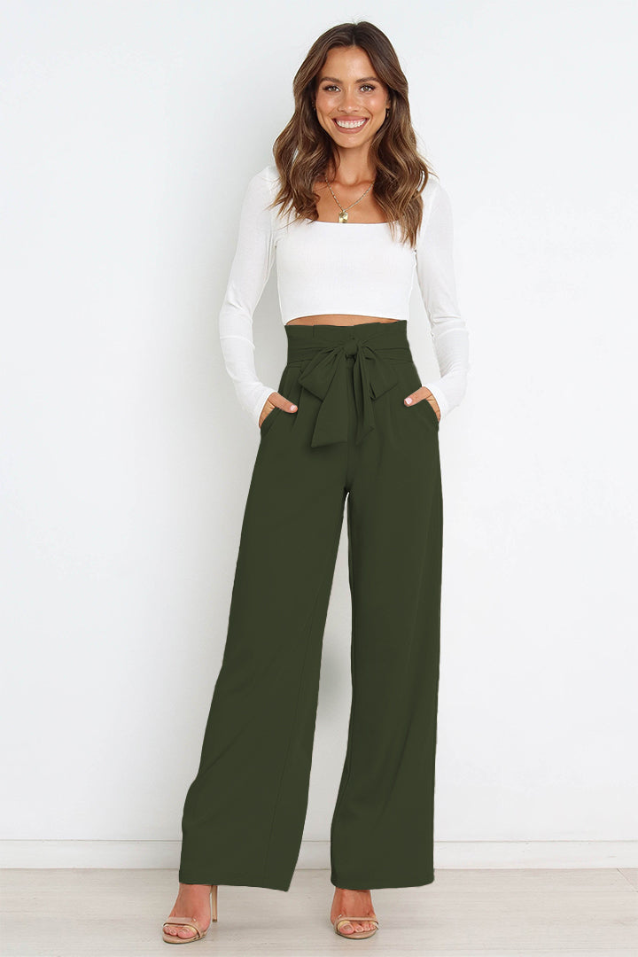 R&B | Hohe Taille Paperbag Hose mit Schleifendetail