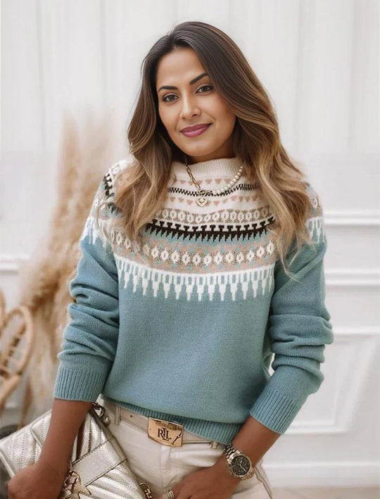 R&B | Strickpullover Fair Isle Muster Rundhalsausschnitt Weich und Warm