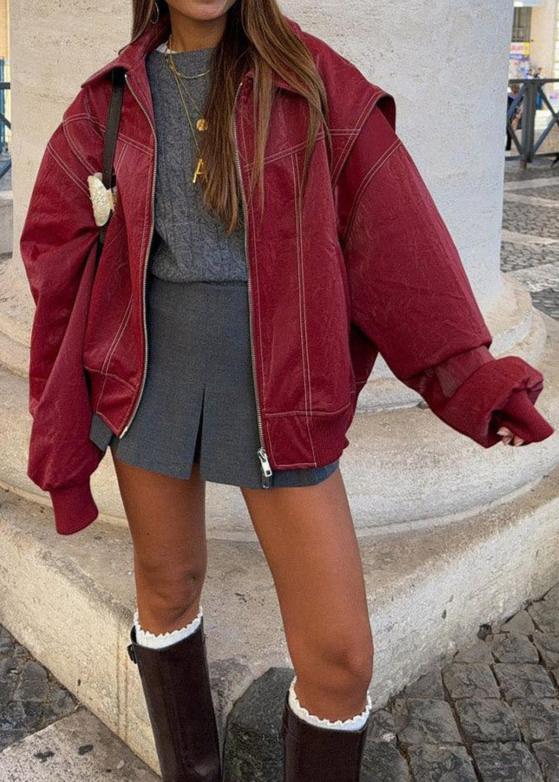 R&B | Weinroter Reißverschlussjacke