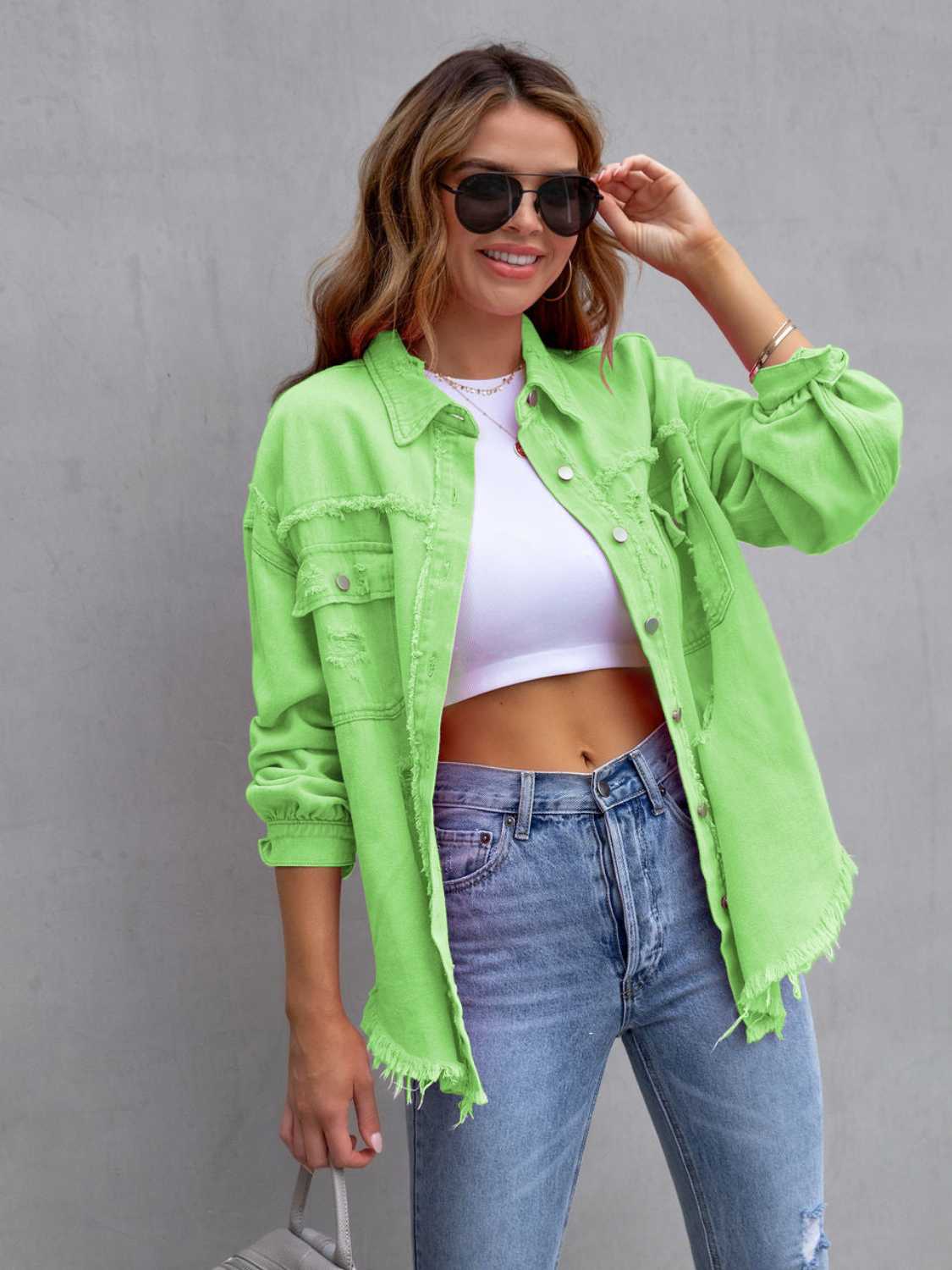 R&B | Distressed Drop Shoulder Denimjacke