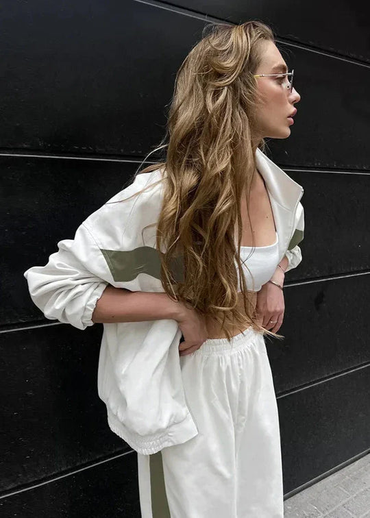 R&B | Edge - Kontrast Reißverschlussjacke und weit geschnittene Hose Set