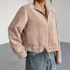 R&B | Cordjacke mit breitem Kragen und Reißverschluss