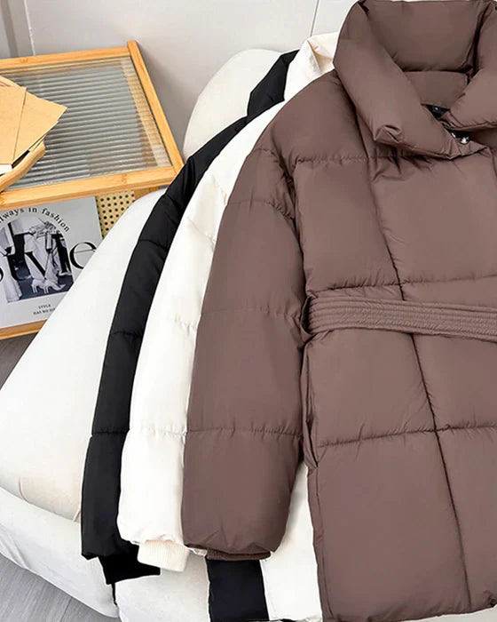 R&B | Wattierte Jacke mit Revers In Schlichter Farbe