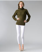 R&B | Damen Rollkragenpullover mit langen Ärmeln und Kabelstrick