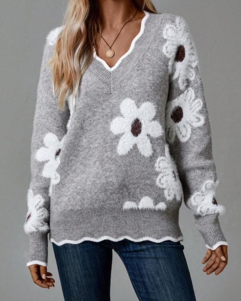 R&B | Strickpullover mit Blumen