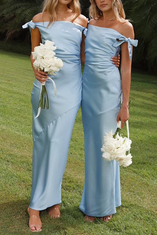 R&B | Rosiedress Schleife Knoten Off-Shoulder Maxi Partykleid