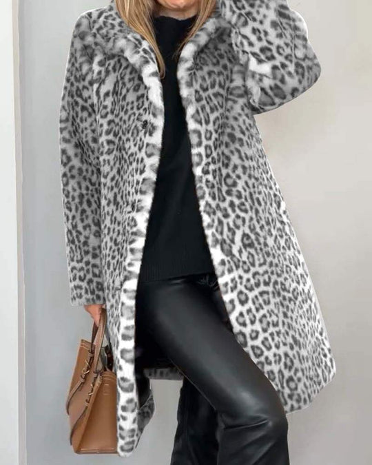 R&B | Leoparden Lange Weiche Jacke