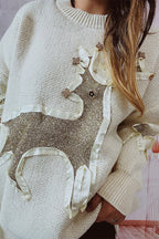 R&B | Weihnachtsmuster Gestrickter Rundhalsausschnitt Langarmpullover