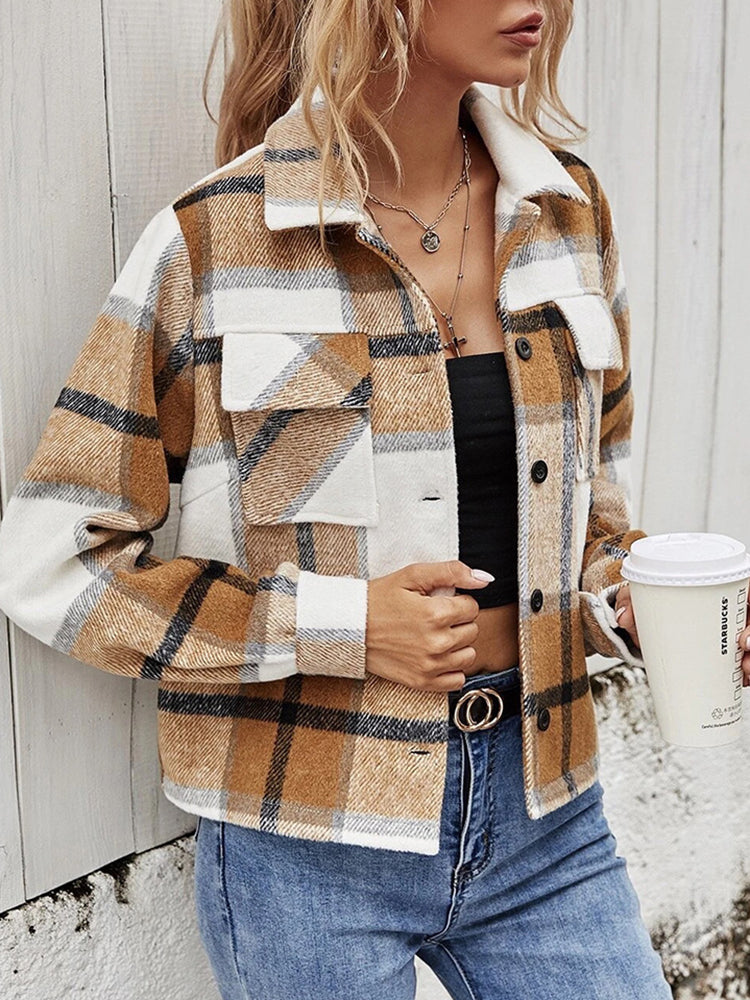 R&B | Karierter Kragenjacke mit Brusttaschen
